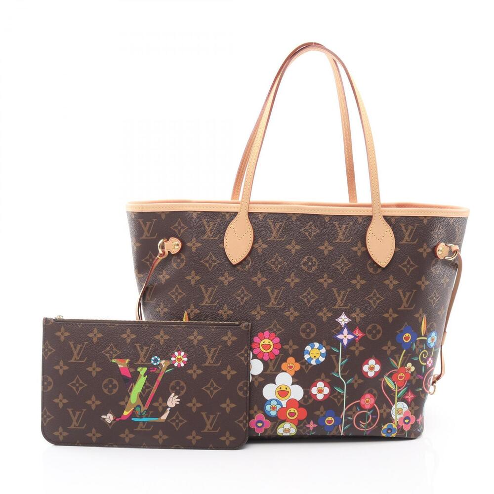 Louis Vuitton LV TM Neverfull Monogram Tote Bag Canvas Leather Brown Multicolor